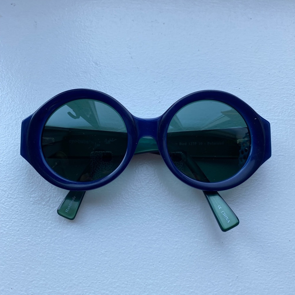 Eye Bobs x Iris Apfel Peacock print sunglasses